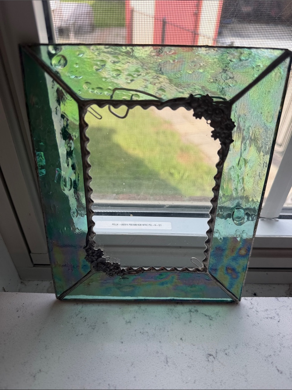 Iridescent Green Stained Glass Decorative Picture Frame
